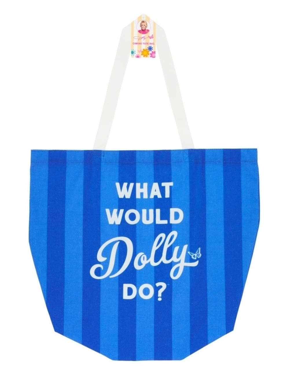 Blue 'What Would Dolly Do?' Canvas Tote